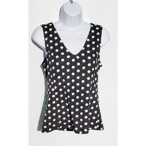 Maeve Womens Black l White Polka Dot Tank Top Size Small Vacation Preppy Travel